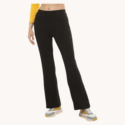 High Glitz Regular Fit Women Black Trousers