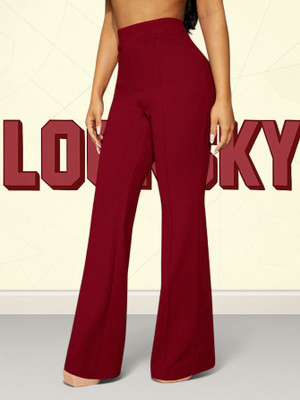 Anitafashion Loose Fit Women Maroon Trousers
