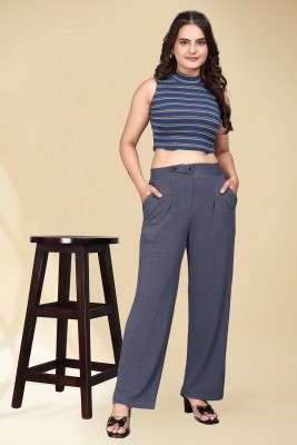 N N ENTERPRISE Regular Fit Women Grey Trousers