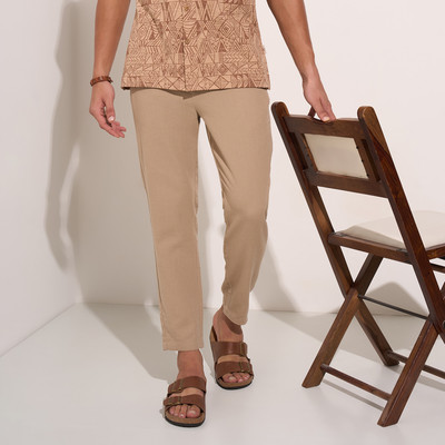 7 Alt by Pantaloons Comfort Fit Men Khaki Trousers