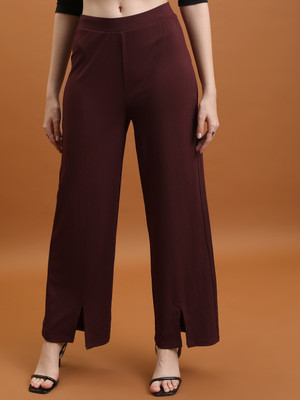 Tokyo Talkies Regular Fit Women Maroon Trousers