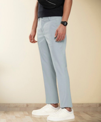 SYLZON Slim Fit Men Grey Trousers