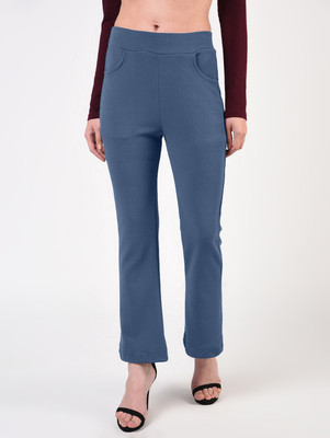 FLOREOS Flared Women Blue Trousers