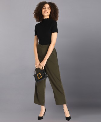 FashFun Relaxed Women Dark Green Trousers