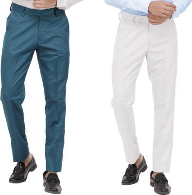 LAHSUAK Regular Fit Men Dark Blue, White Trousers