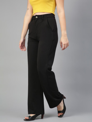 Wolica Regular Fit Women Black Trousers