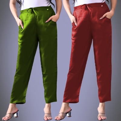 QuaClo Regular Fit Women Light Green, Brown Trousers