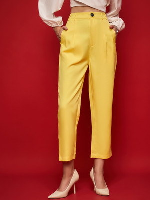 URBANGRACE BY KASSUALLY Straight Fit Women Yellow Trousers