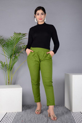 IMPROVUS Regular Fit Women Green Trousers