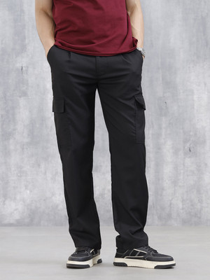 WROGN Loose Fit Men Black Trousers