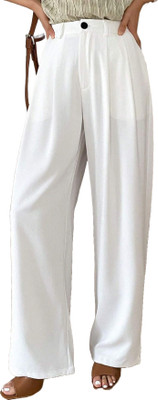 FNOCKS Straight Fit Women White Trousers
