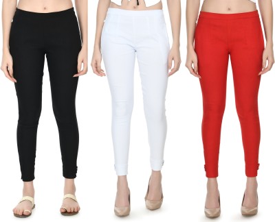 City Fashion Regular Fit Women Black, White, Red Trousers