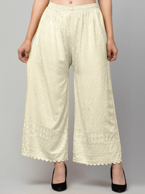 FamBee Relaxed Women Cream Trousers