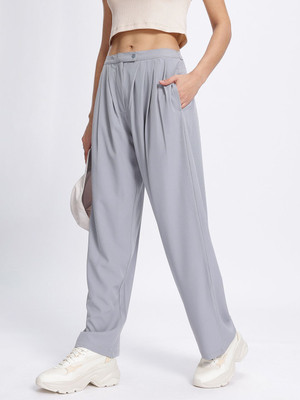 Dressberry Regular Fit Women Grey Trousers