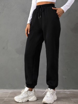 Om Creation Relaxed Women Black Trousers