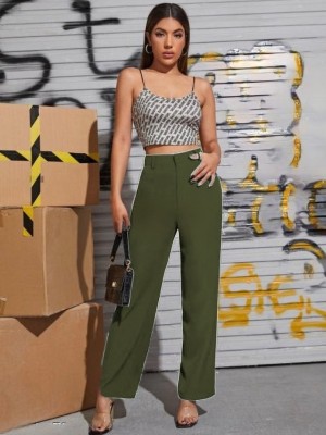 Techthreadhub Regular Fit Women Green Trousers