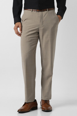 VAN HEUSEN Regular Fit Men Beige Trousers