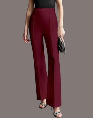 HouseOfCommon Regular Fit Women Maroon Trousers