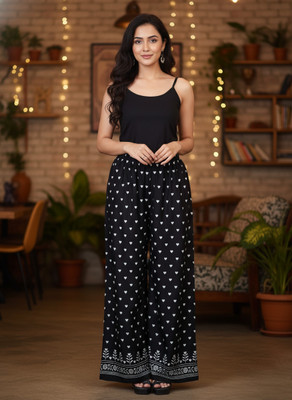 ZAYRAHETHNIK Regular Fit Women Black Trousers