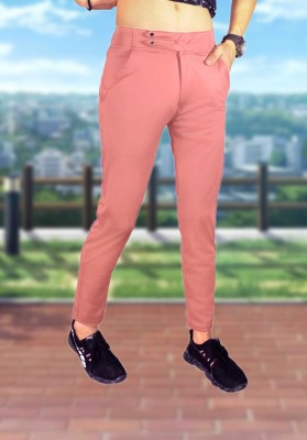 SK Clasy Slim Fit Men Pink Trousers