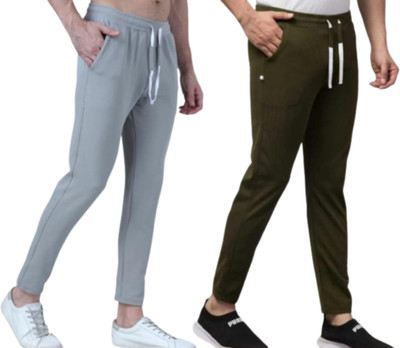 SHIVA Regular Fit Men Grey, Dark Green Trousers