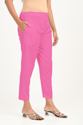 PATTAM Tapered Women Pink Trousers