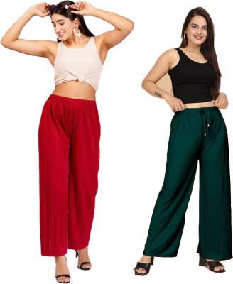 MARAMI Regular Fit Women Green, Red Trousers