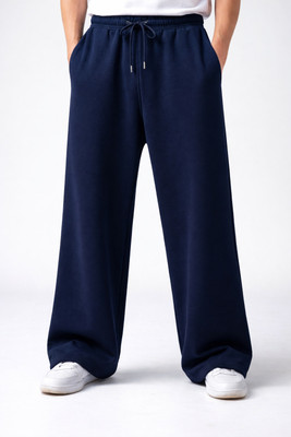 HUSTLEWELL Loose Fit Men Blue Trousers