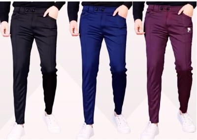 SUMITGARMENT Regular Fit Men Black, Purple, Dark Blue Trousers