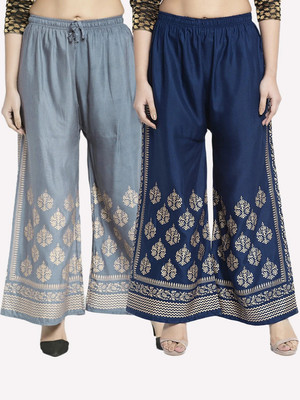 OMAAYA Comfort Fit Women Grey, Blue Trousers