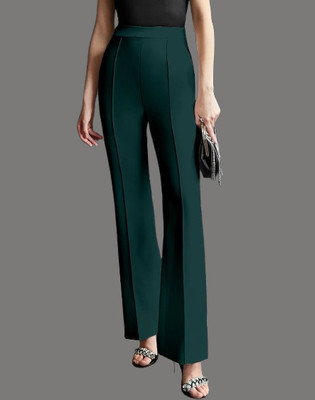 Levony Regular Fit Women Dark Green Trousers
