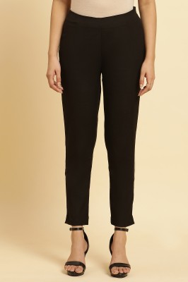 W Slim Fit Women Black Trousers