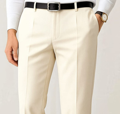 SM Syentex Slim Fit Men Beige Trousers