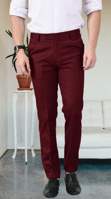 AD & AV Regular Fit Men Maroon Trousers