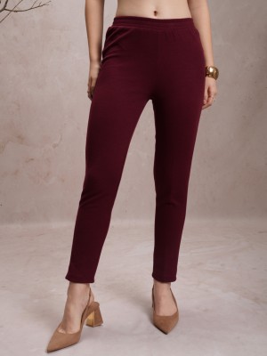 Vishudh Regular Fit Women Maroon Trousers