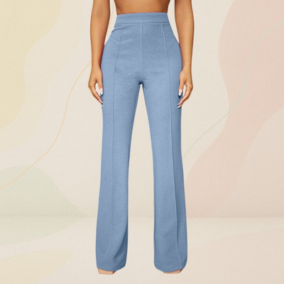 Anitafashion Loose Fit Women Light Blue Trousers