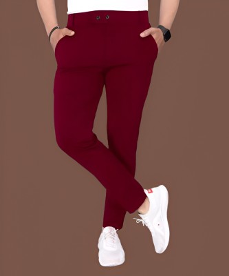 GIBBONTE Slim Fit Men Maroon Trousers