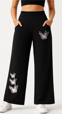 Rock Huns Straight Fit Women Black Trousers