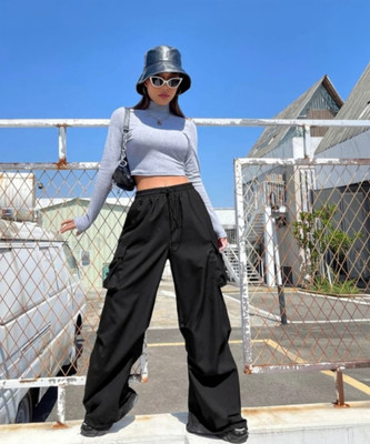 SUPERMIC Loose Fit Women Black Trousers