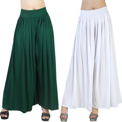 Fashion Bazaar Flared Women Dark Green, White Trousers