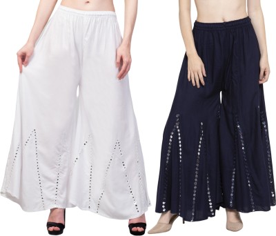 Meyara Relaxed Women White, Dark Blue Trousers