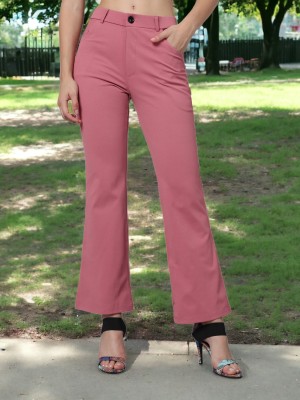 fithub Flared Women Pink Trousers