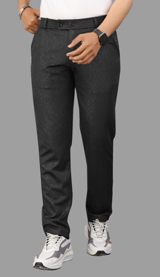 COMBRAIDED Slim Fit Men Black, White Trousers