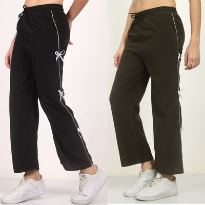 Aileyis Loose Fit Women Black, Dark Green Trousers