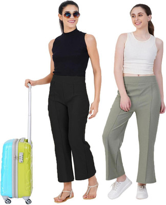 jocker Straight Fit Women Black, Green Trousers