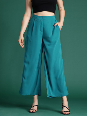 Dressberry Regular Fit Women Green Trousers