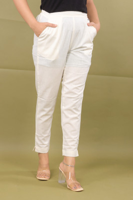 FashneAttire Regular Fit Women White Trousers