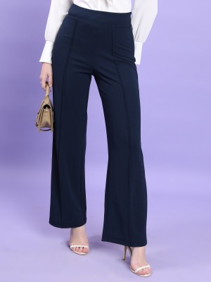 Tokyo Talkies Flared Women Dark Blue Trousers