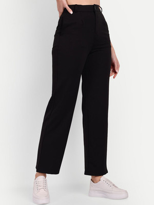 Broadstar Straight Fit Women Black Trousers