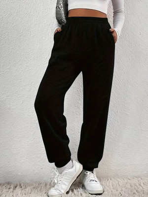 TRUFFLEGUM Solid Women Black Track Pants